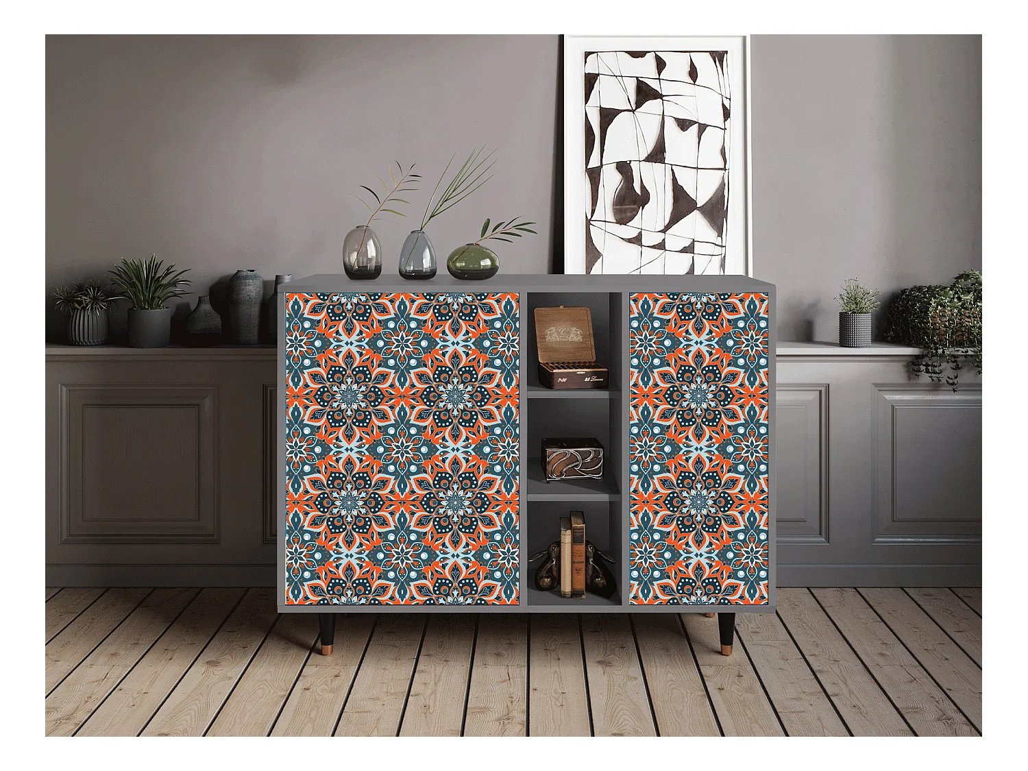 Aparador - 125x98x48 cm - BS2 - Fire Beetle, Gris