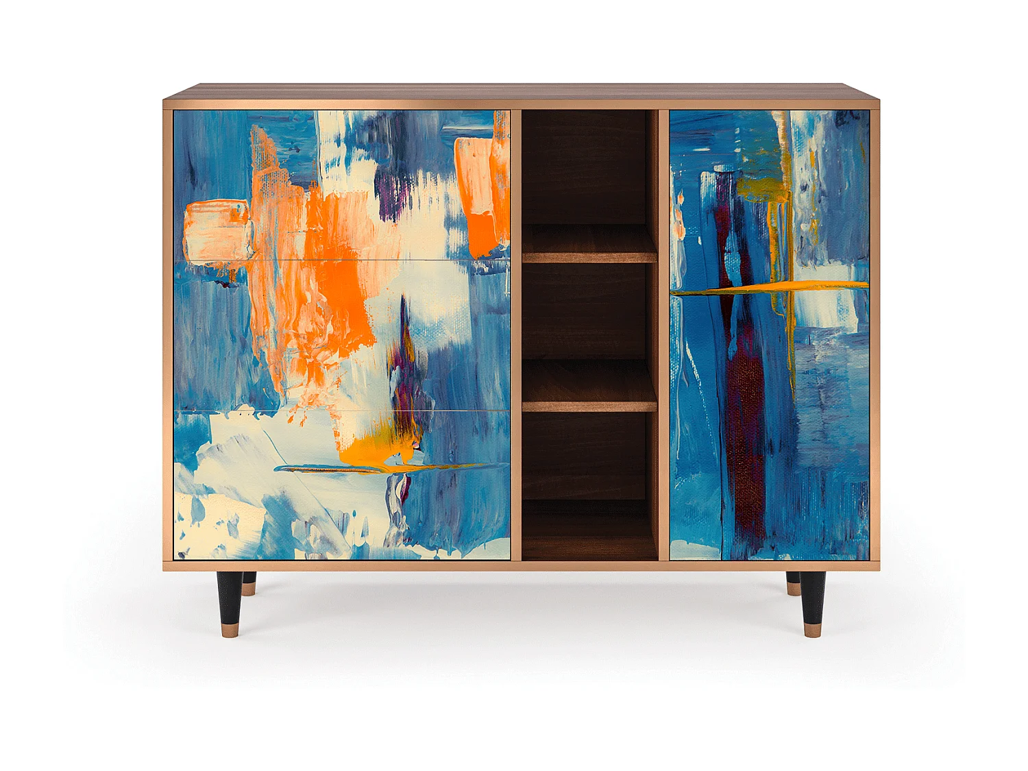 Kredens - 125x98x48 cm - BS2 - Abstract Expressionism, Orzech