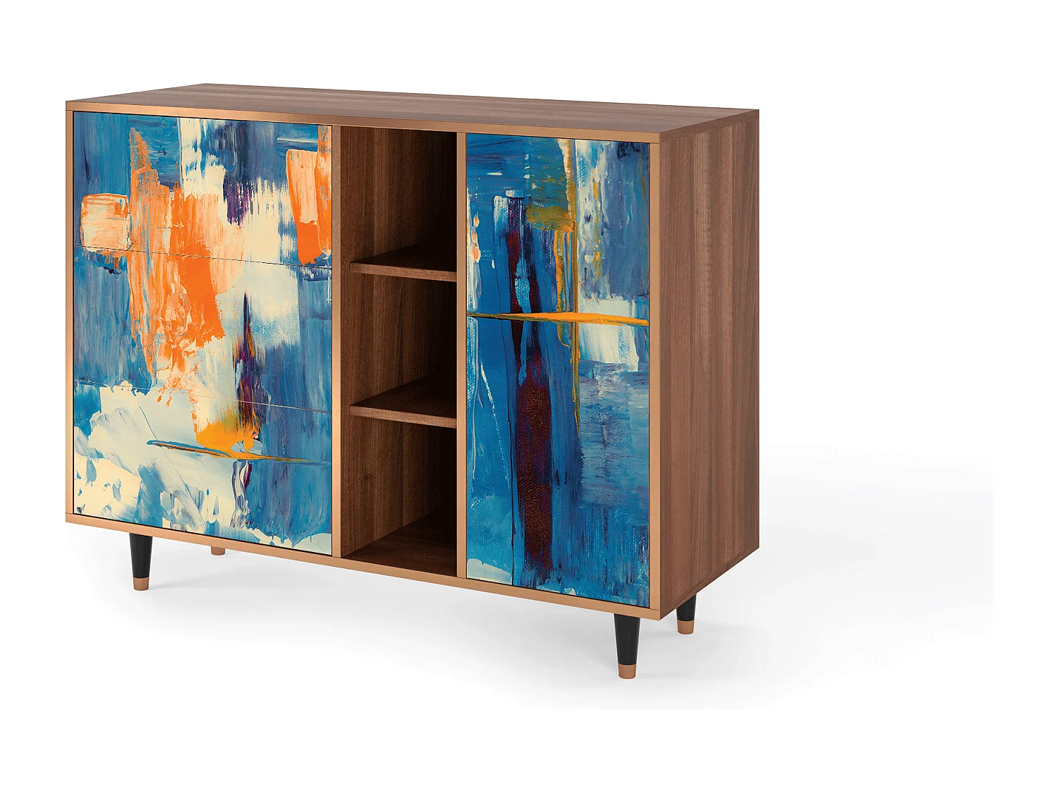 Kredens - 125x98x48 cm - BS2 - Abstract Expressionism, Orzech