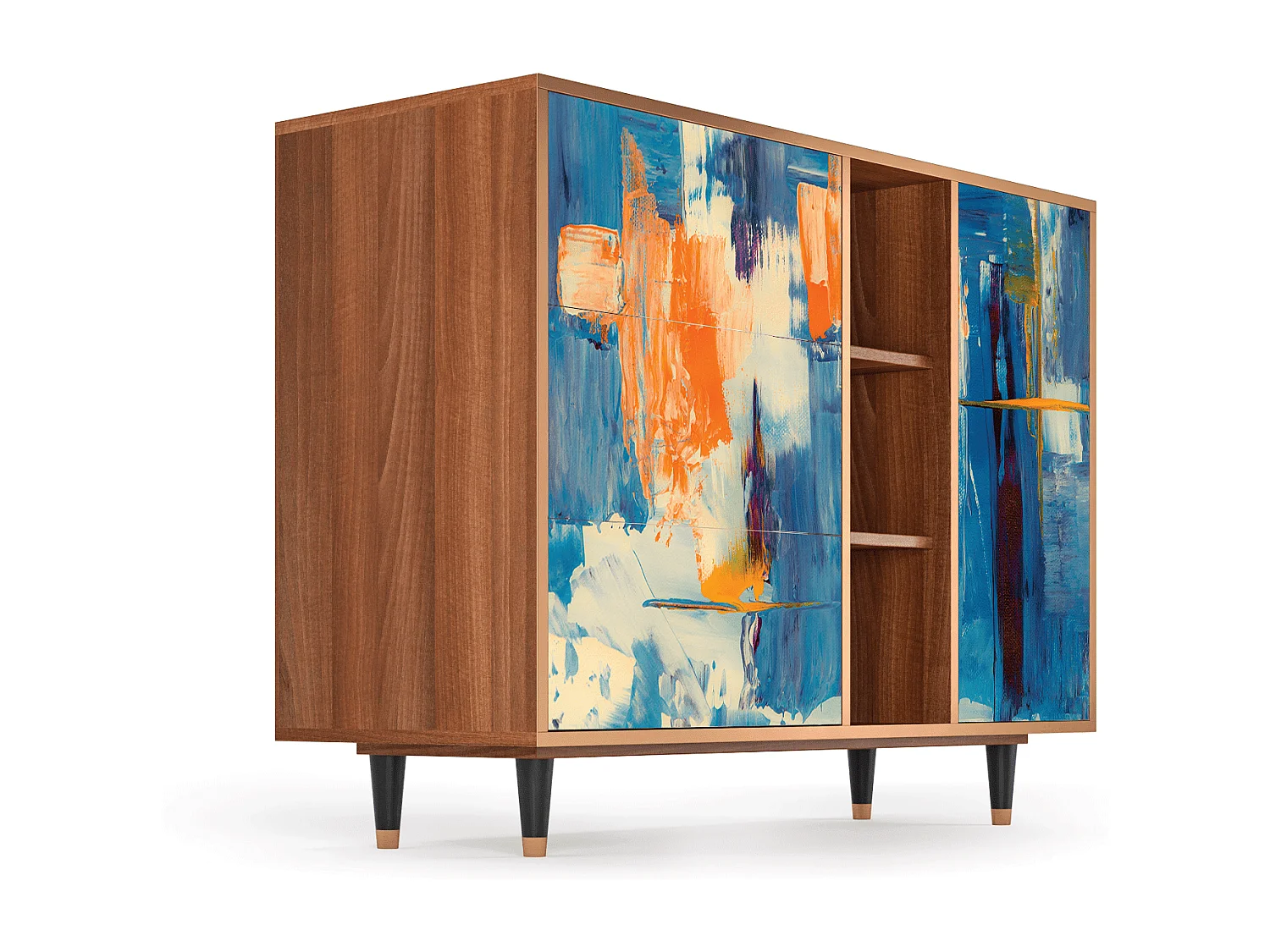 Kredens - 125x98x48 cm - BS2 - Abstract Expressionism, Orzech