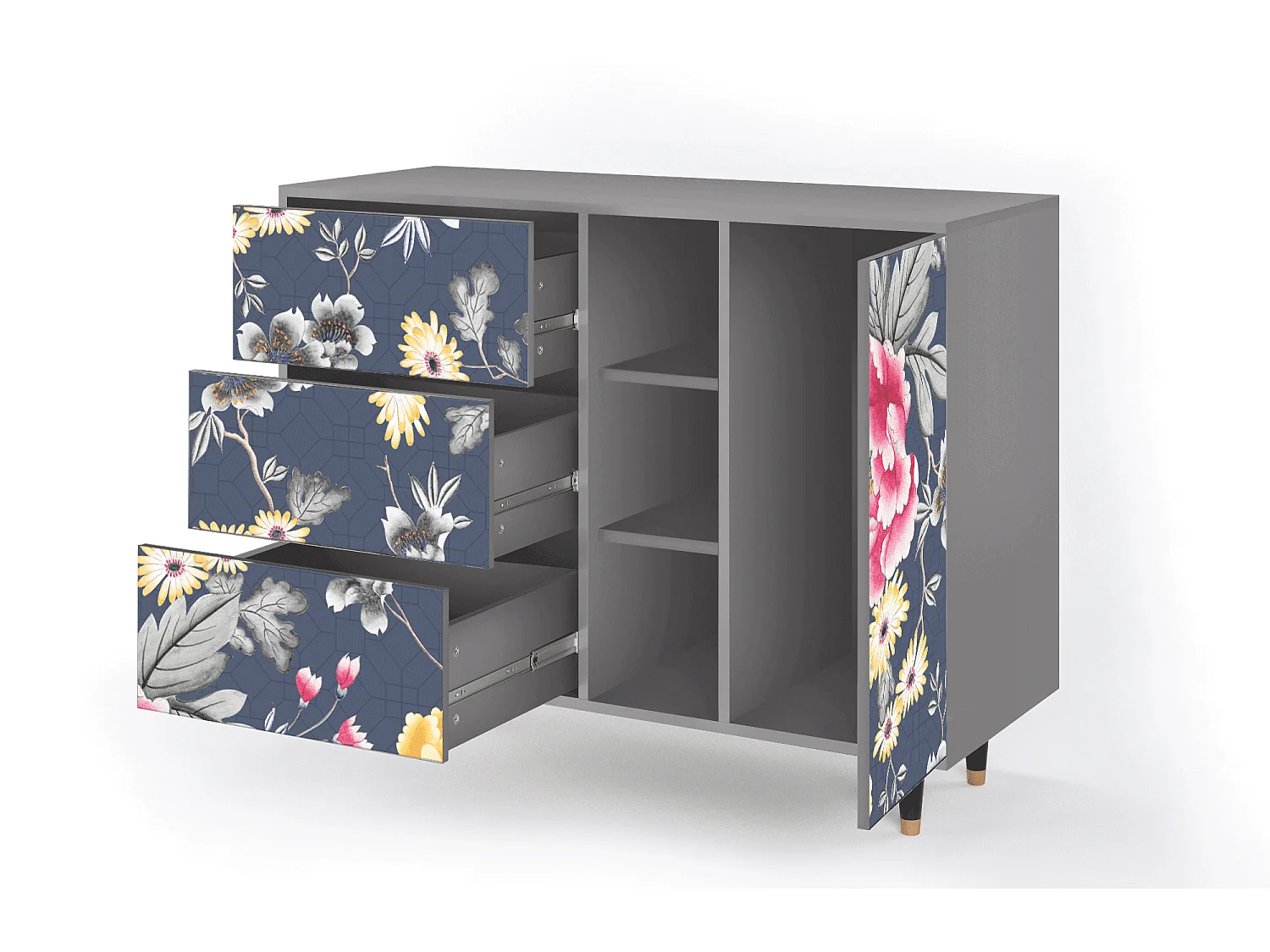 Credenza - 125x98x48 cm - BS2 - Dark Flower Bed, Grigio