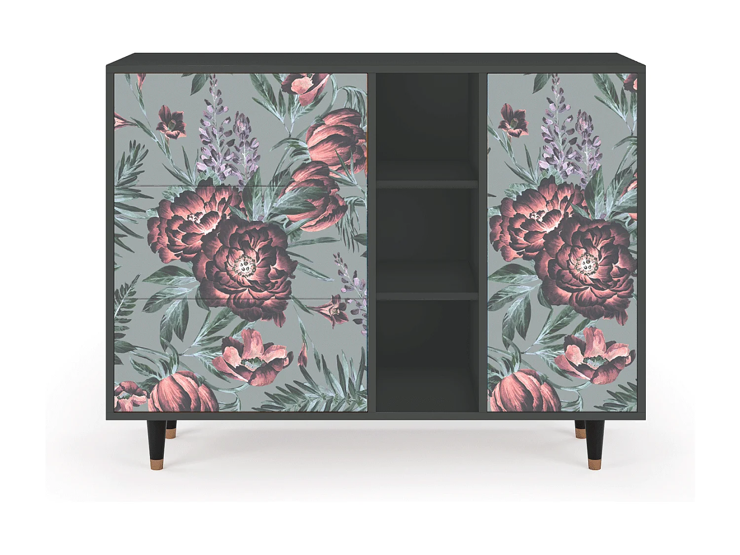 Aparador - 125x98x48 cm - BS2 - Light Peonies, Antracita