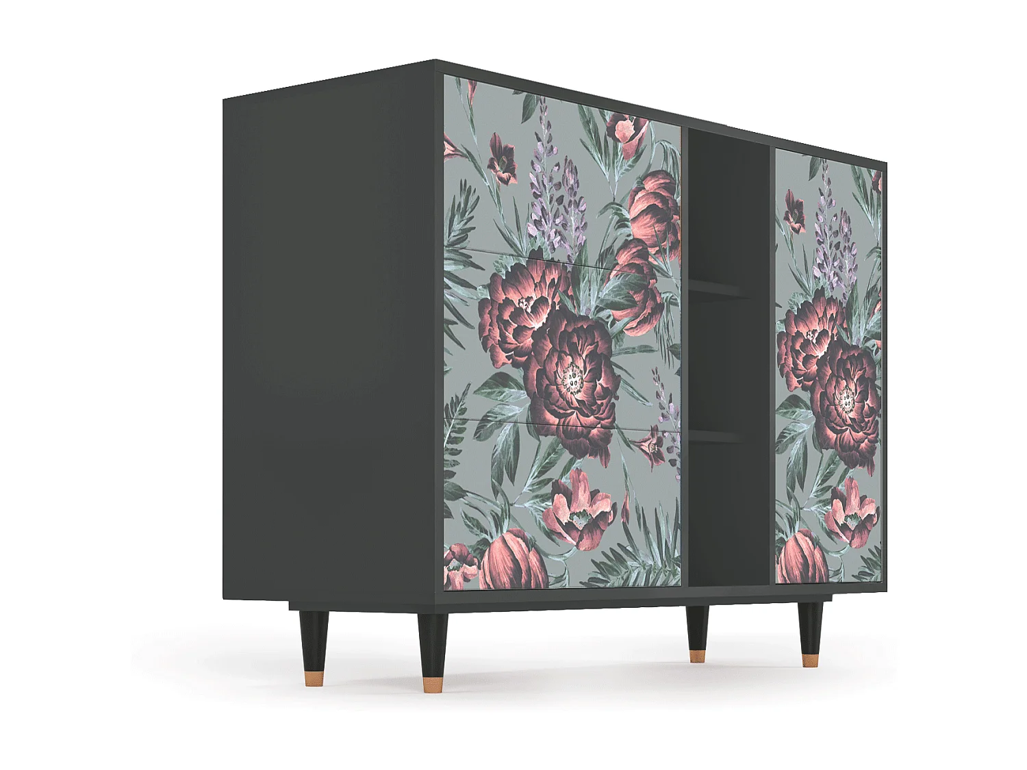 Aparador - 125x98x48 cm - BS2 - Light Peonies, Antracita