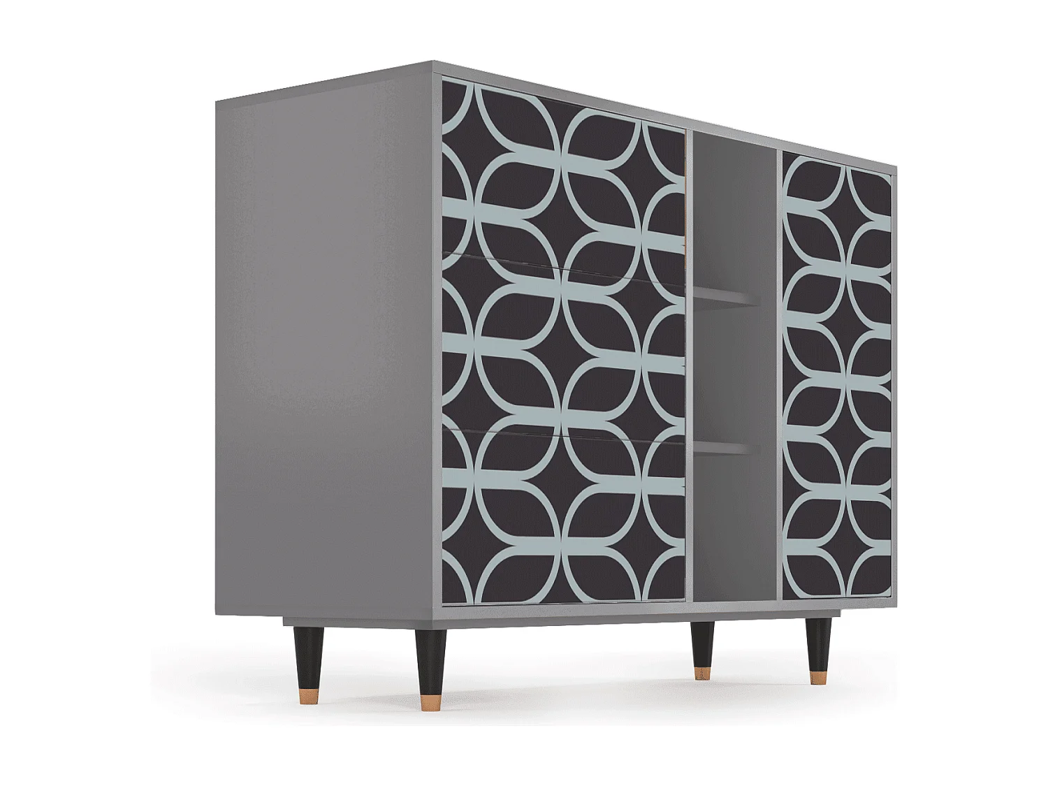 Credenza - 125x98x48 cm - BS2 - Braided Blue, Grigio