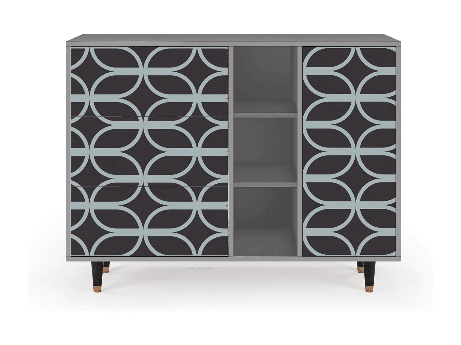 Buffet - 125x98x48 cm - BS2 - Braided Blue, Gris