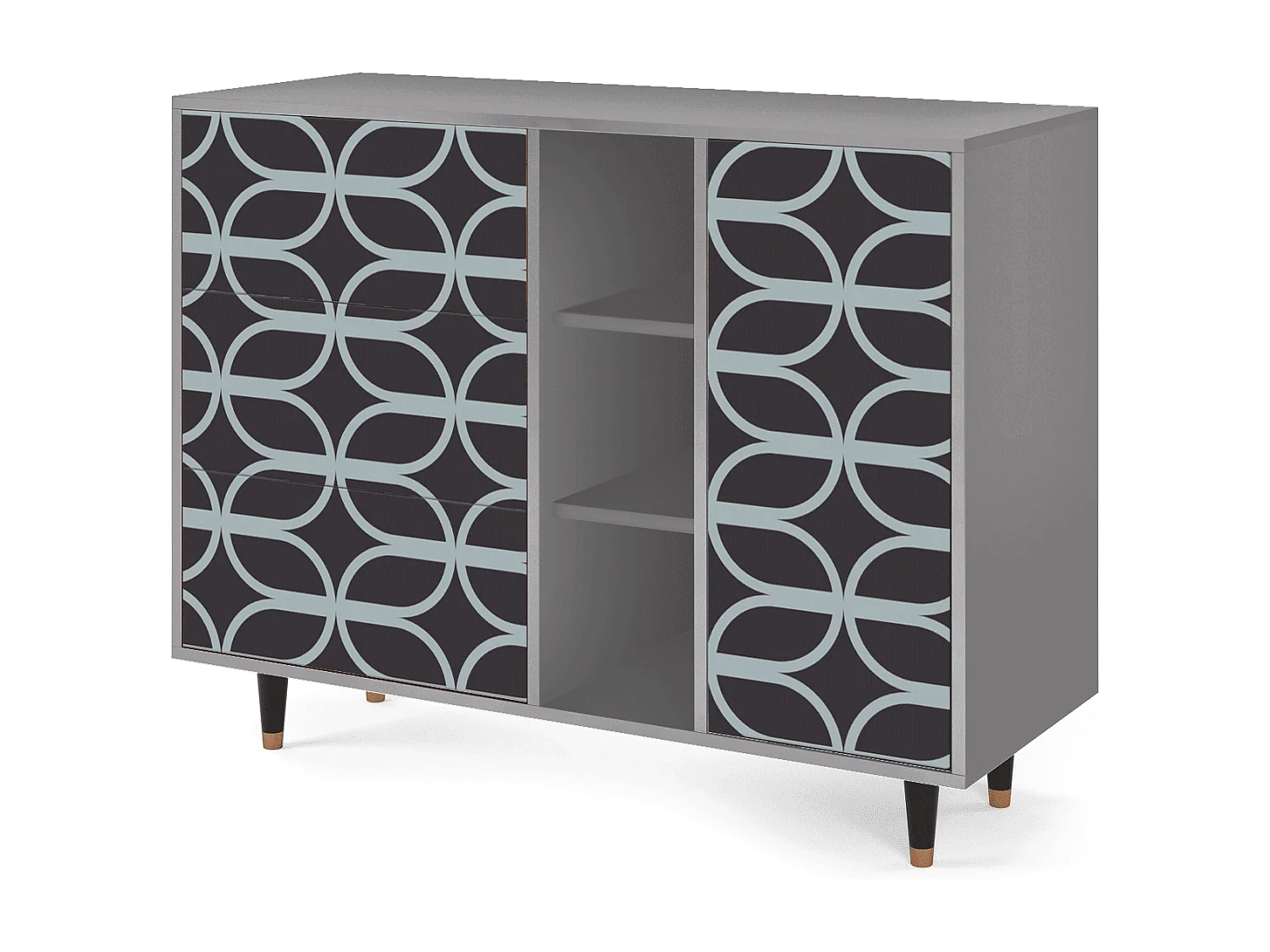 Buffet - 125x98x48 cm - BS2 - Braided Blue, Gris