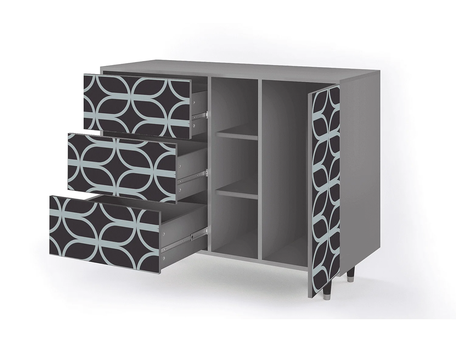 Buffet - 125x98x48 cm - BS2 - Braided Blue, Gris