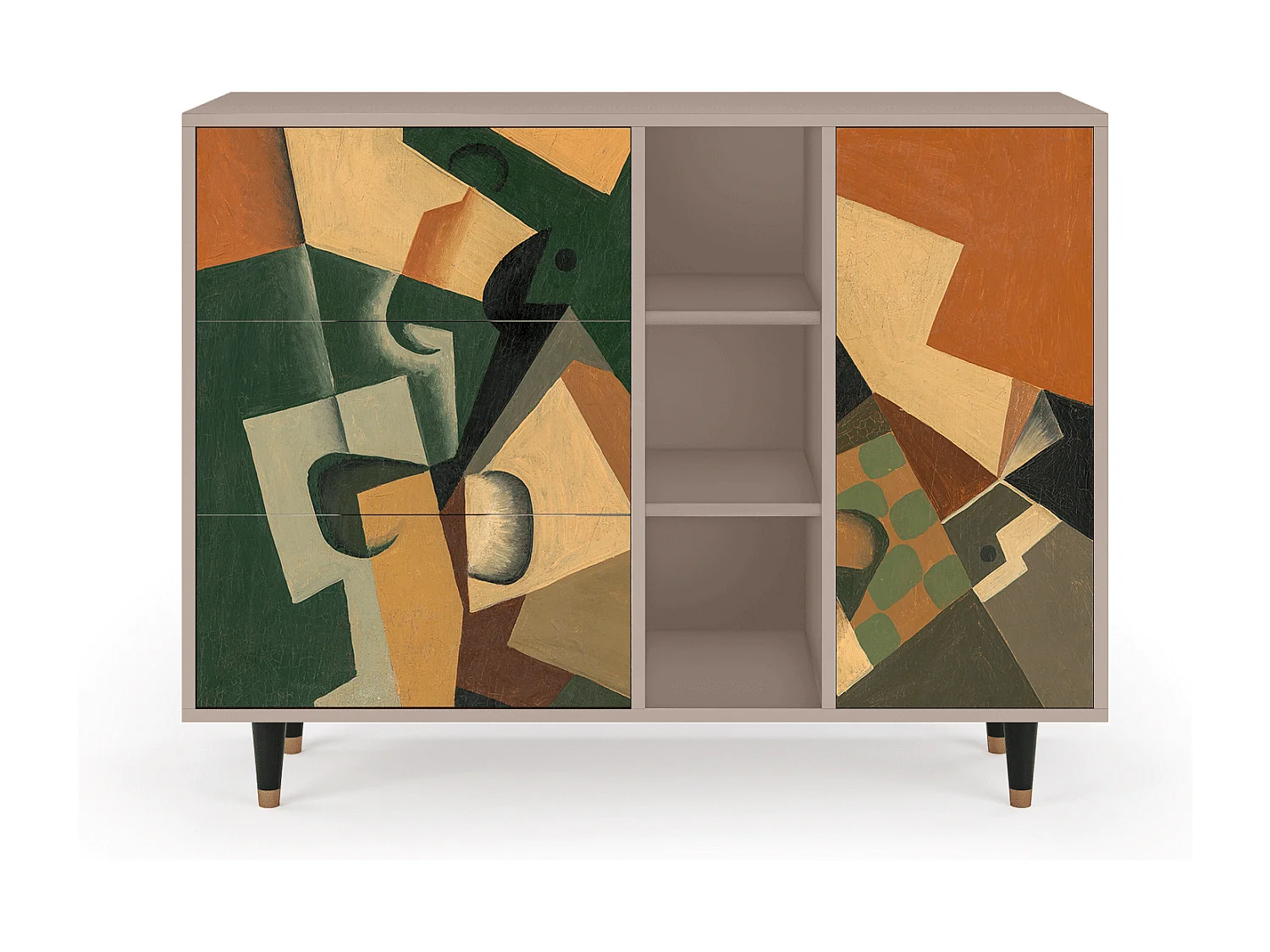 Aparador - 125x98x48 cm - BS2 - Glass and Checkerboard, Latte