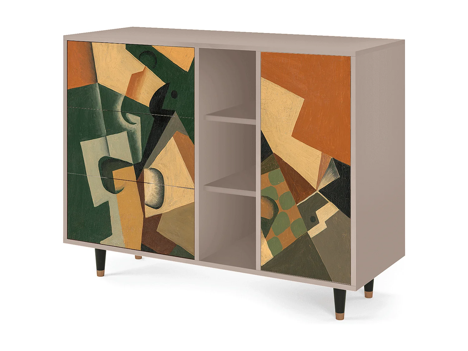 Aparador - 125x98x48 cm - BS2 - Glass and Checkerboard, Latte