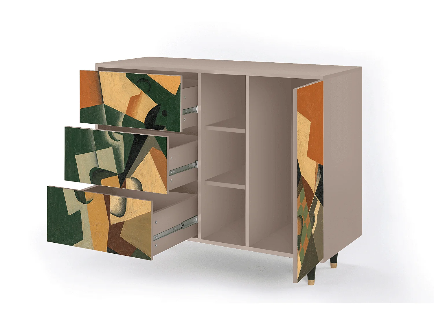 Credenza - 125x98x48 cm - BS2 - Glass and Checkerboard, Latte