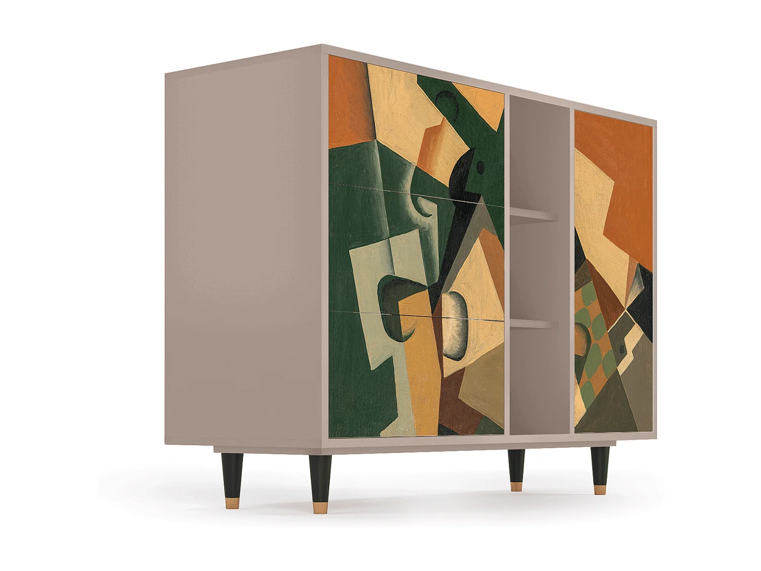 Kredens - 125x98x48 cm - BS2 - Glass and Checkerboard, Latte