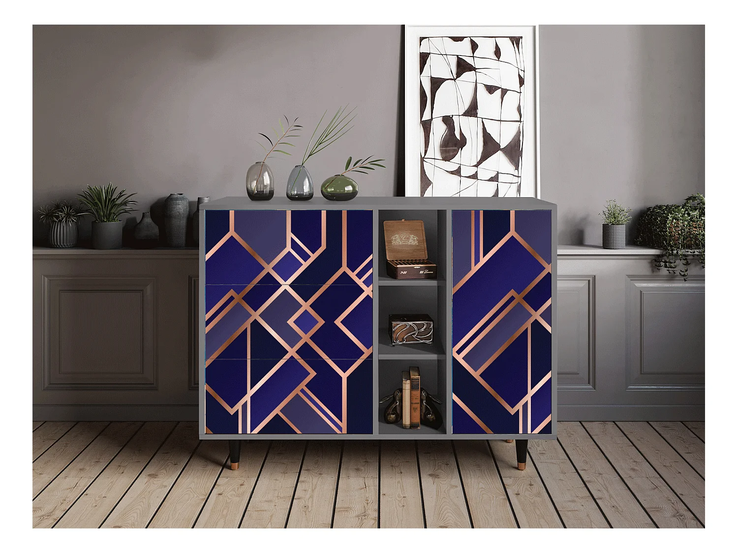 Credenza - 125x98x48 cm - BS2 - Aquamarine Getsby, Grigio