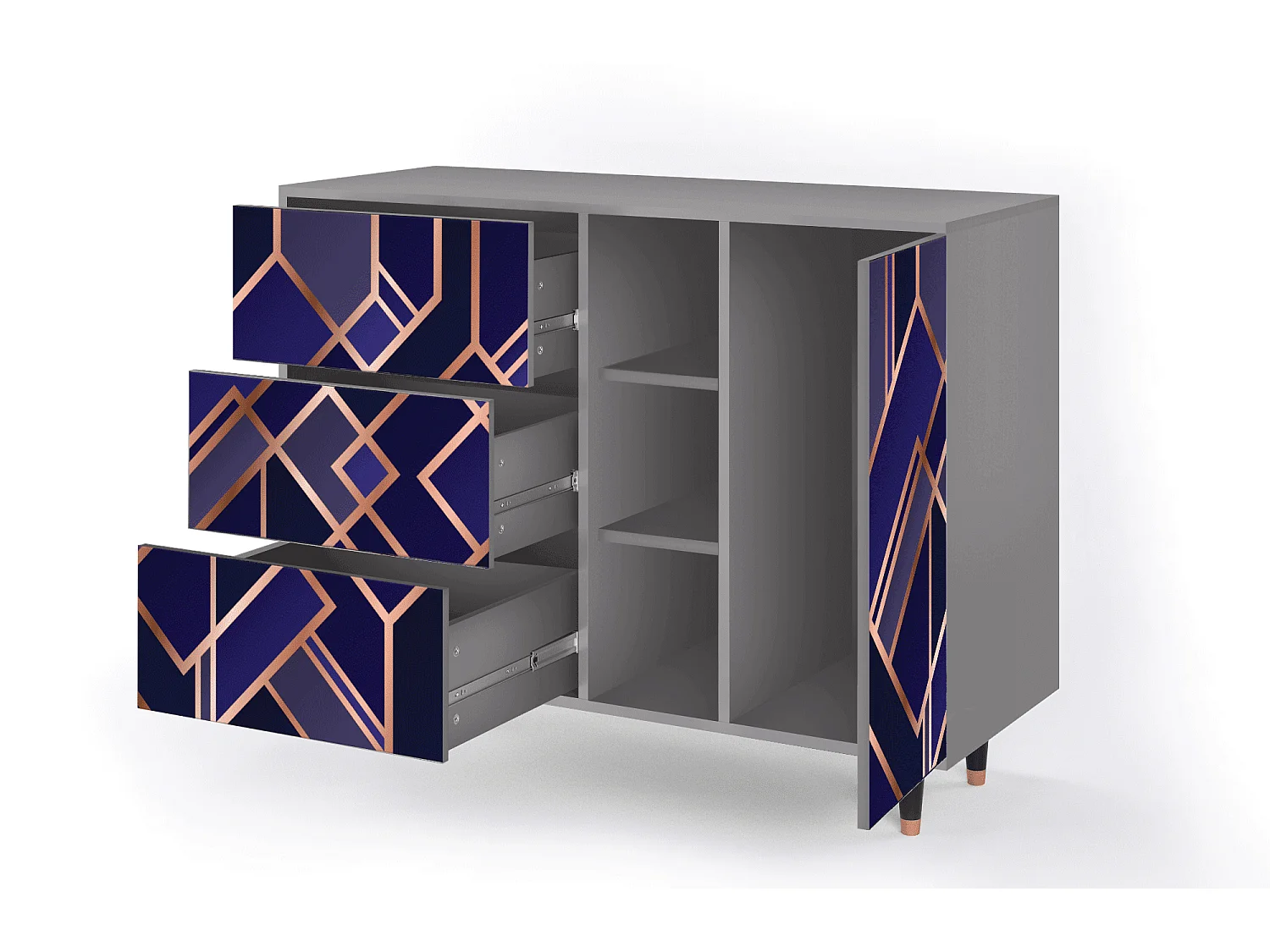 Dressoir - 125x98x48 cm - BS2 - Aquamarine Getsby, Grijs