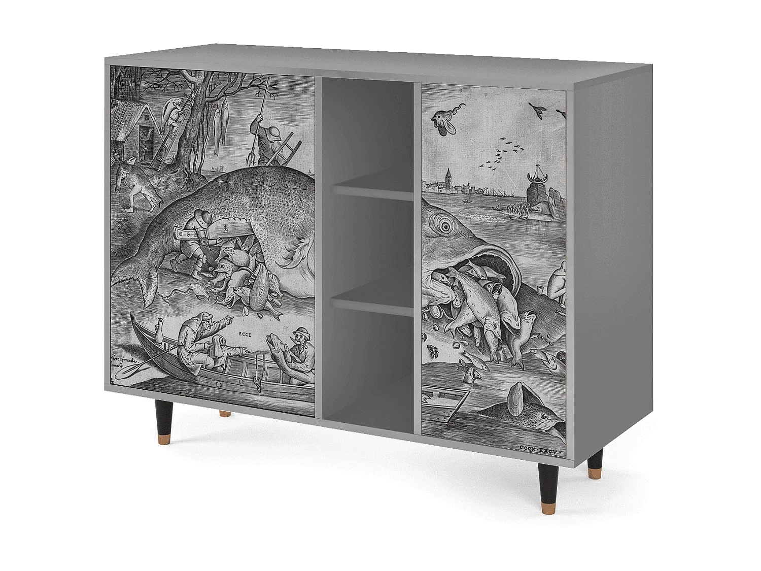 Aparador - 125x98x48 cm - BS2 - Big Fish Eat Little, Gris