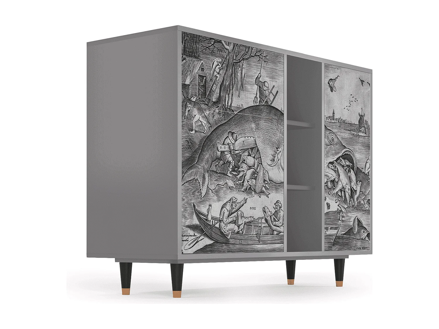 Aparador - 125x98x48 cm - BS2 - Big Fish Eat Little, Gris