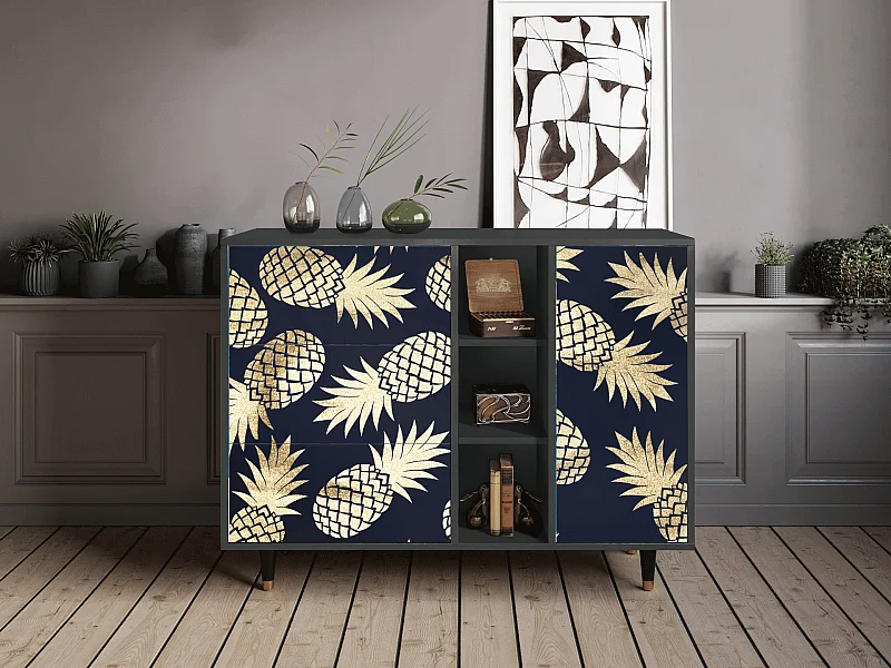 Kredens - 125x98x48 cm - BS2 - Sunny Pineaple, Antracyt