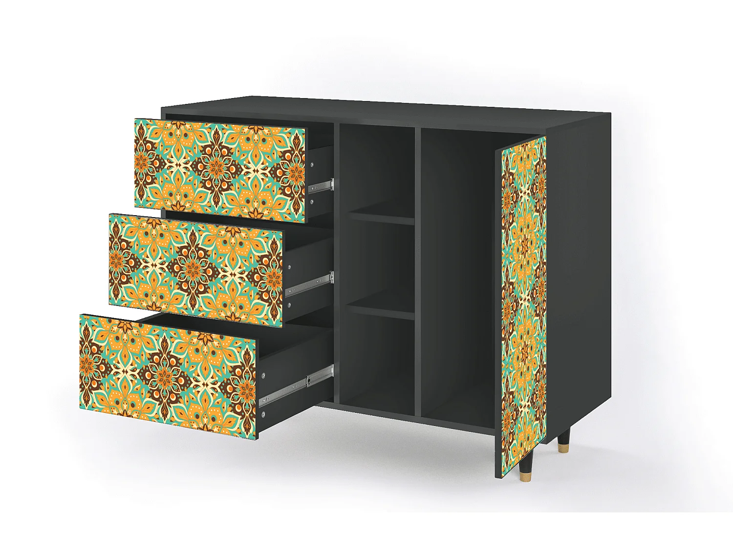 Sideboard - 125x98x48 cm - BS2 - Indian Spices, Anthrazit