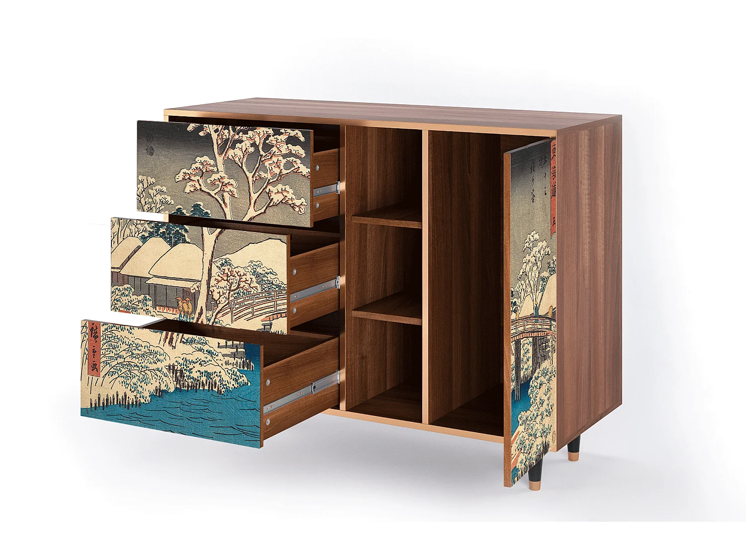 Kredens - 125x98x48 cm - BS2 - Katabira River, Orzech