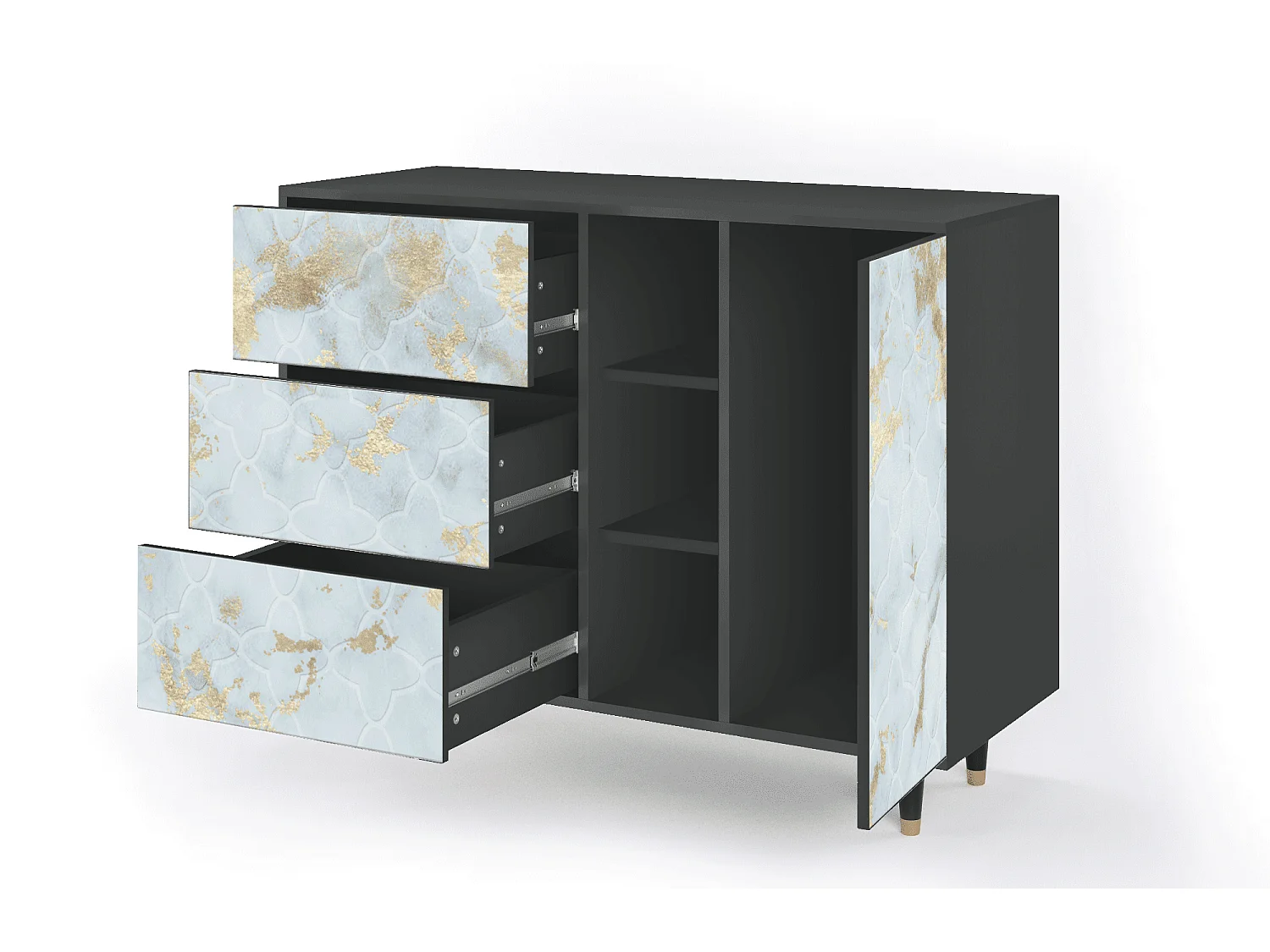 Buffet - 125x98x48 cm - BS2 - Golden Waves, Anthracite