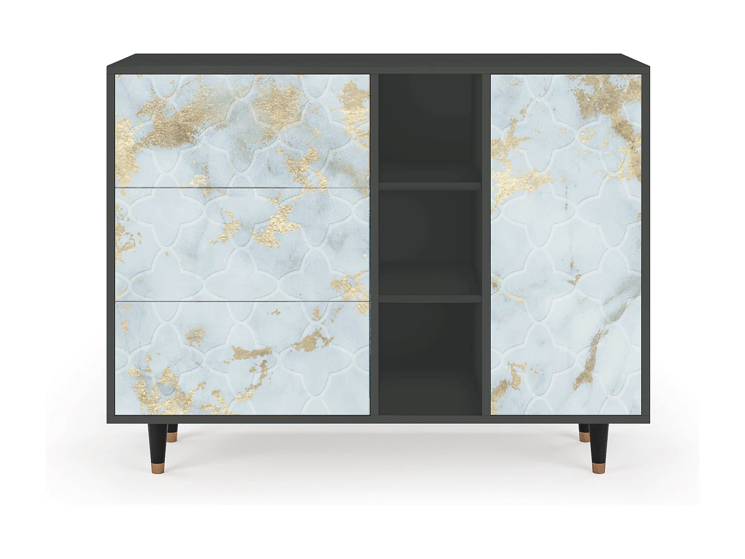 Sideboard - 125x98x48 cm - BS2 - Golden Waves, Anthrazit