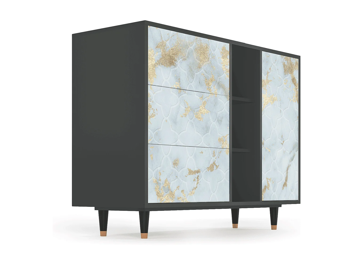 Sideboard - 125x98x48 cm - BS2 - Golden Waves, Anthrazit