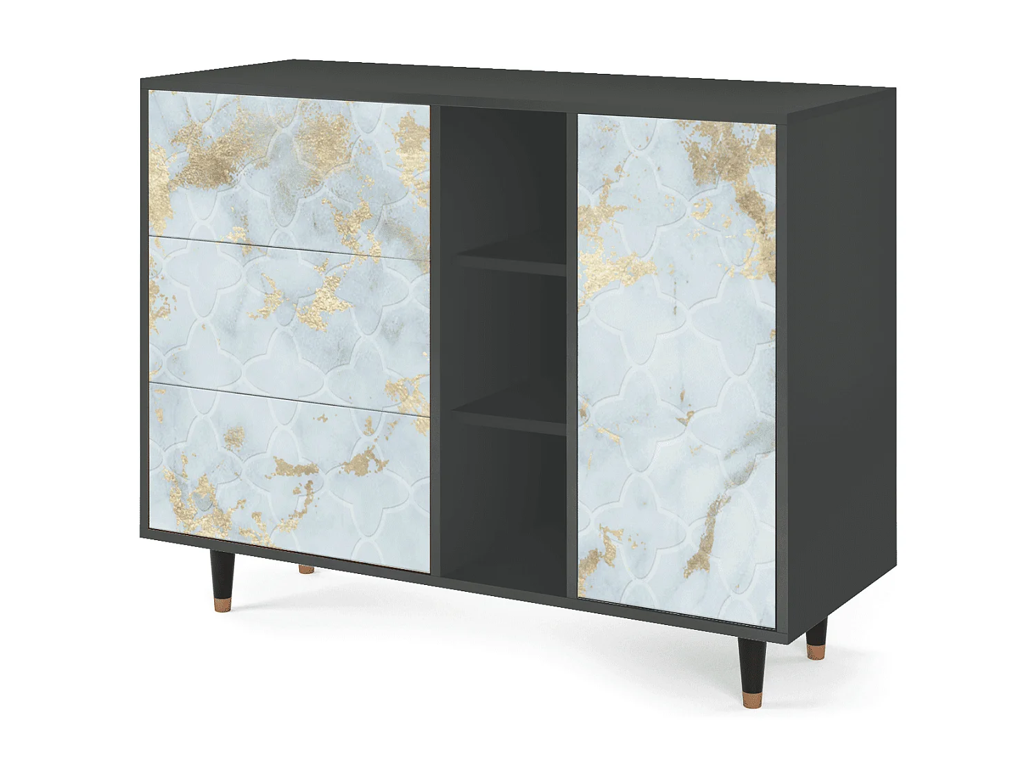 Sideboard - 125x98x48 cm - BS2 - Golden Waves, Anthrazit