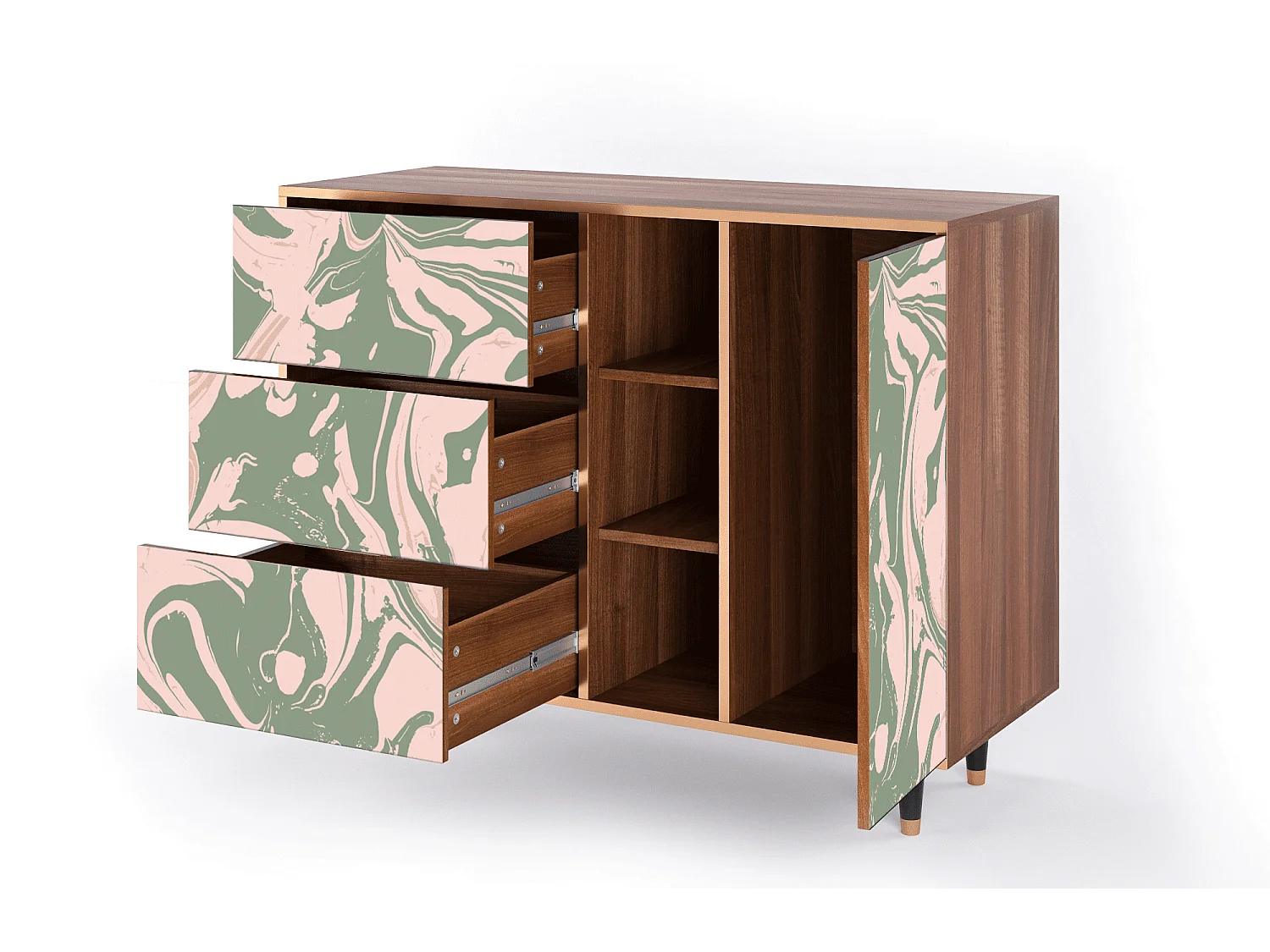 Kredens - 125x98x48 cm - BS2 - Aquarelle, Orzech