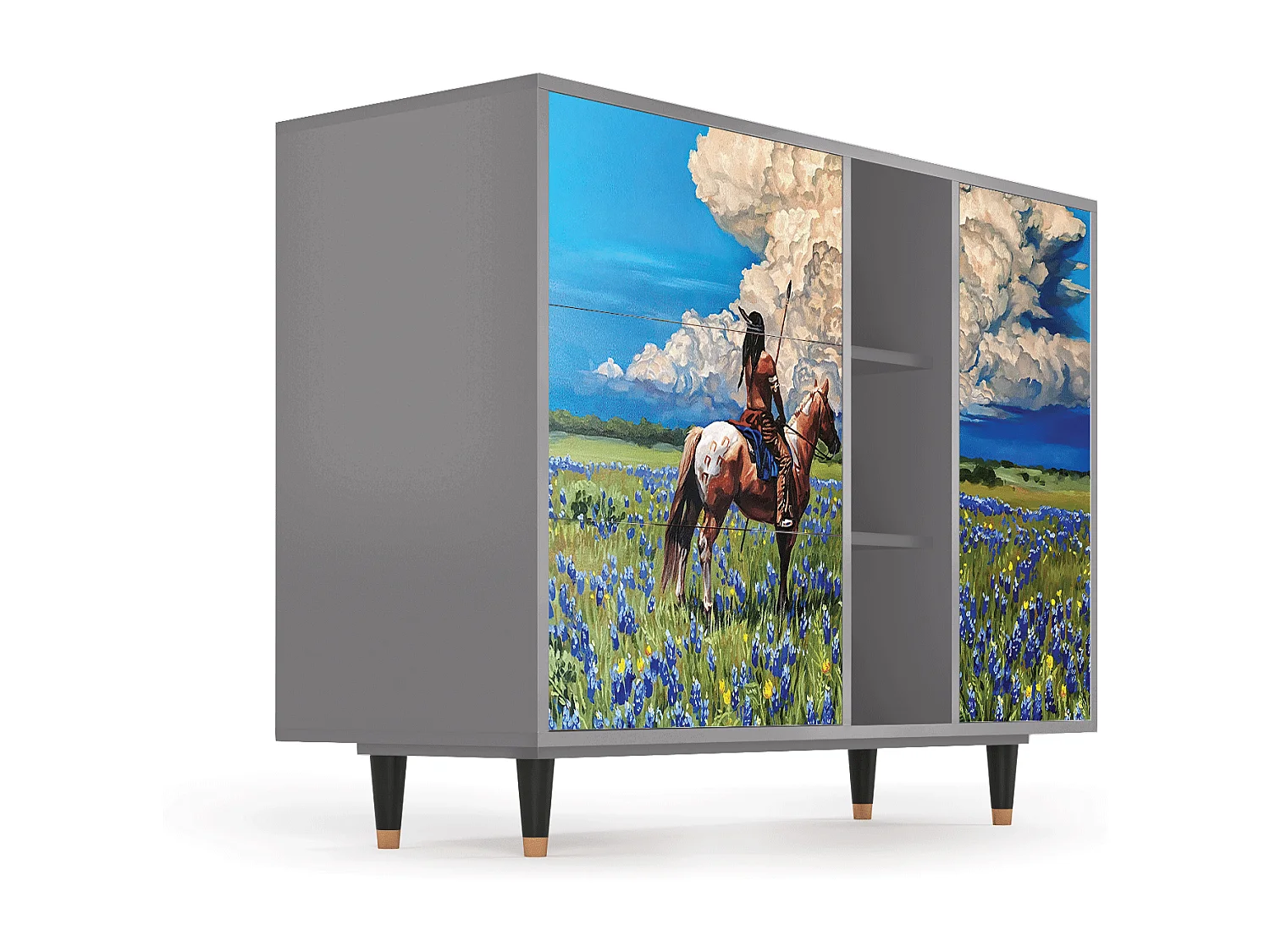 Kredens - 125x98x48 cm - BS2 - Thunderheads by Dean, Szary