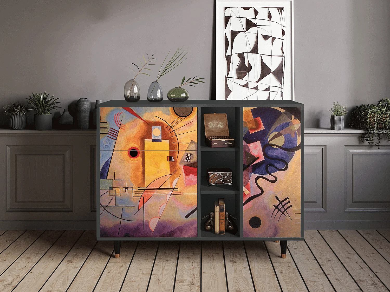 Kredens - 125x98x48 cm - BS2 - Modern Art, Antracyt