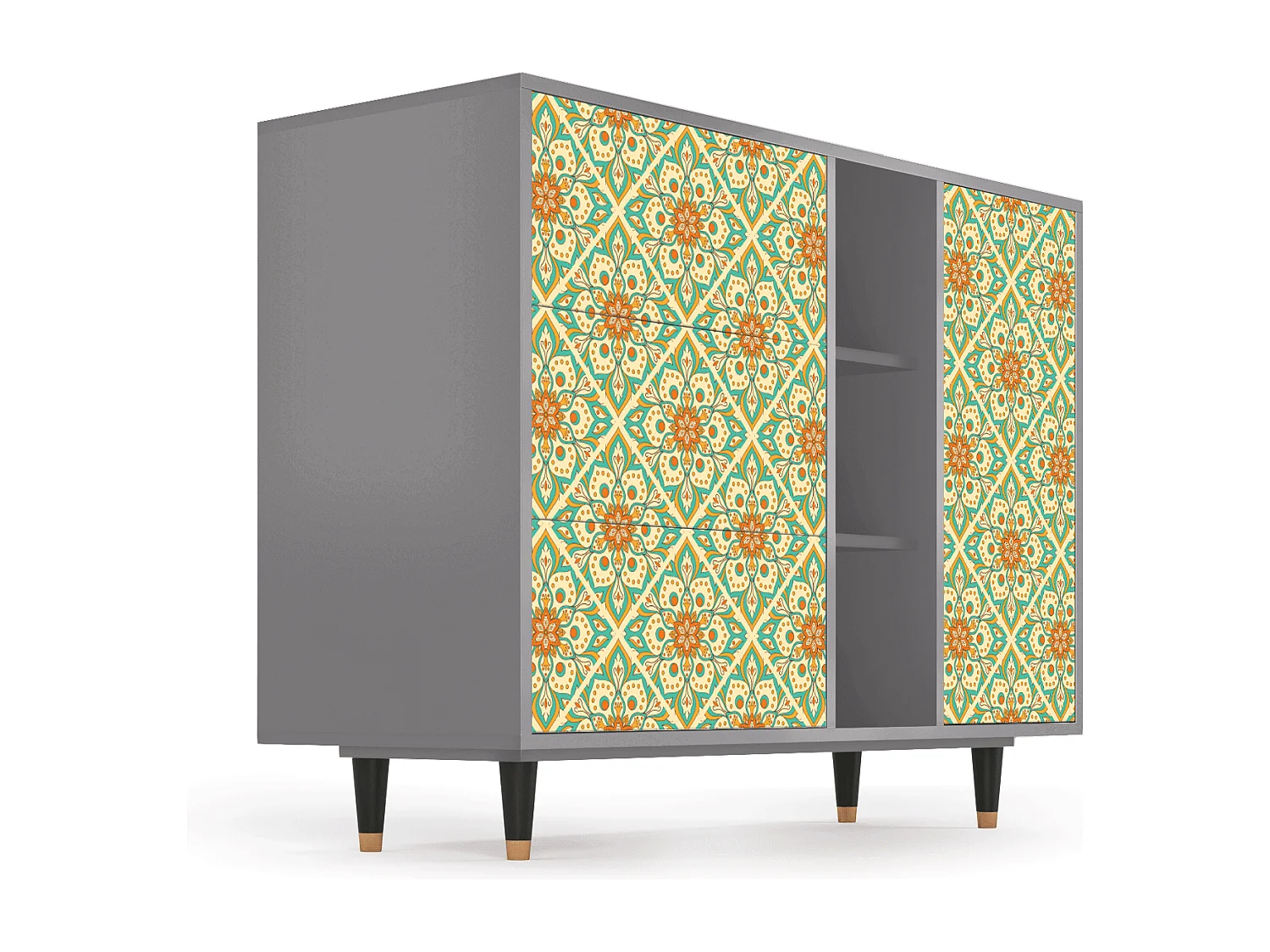 Credenza - 125x98x48 cm - BS2 - Hindu Daisy, Grigio