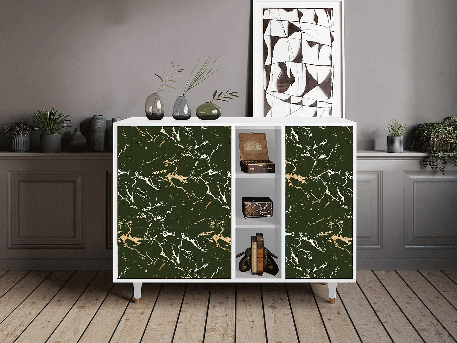 Buffet - 125x98x48 cm - BS2 - Amazon Forest, Blanc