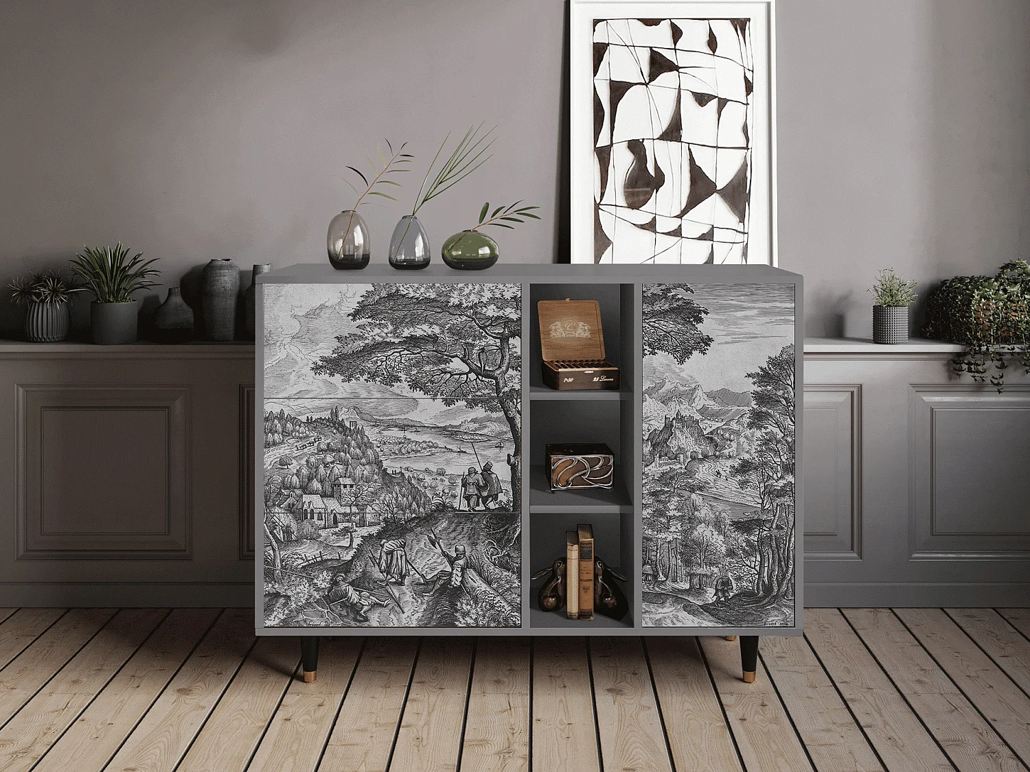 Credenza - 125x98x48 cm - BS2 - Milites Requiescentes, Grigio