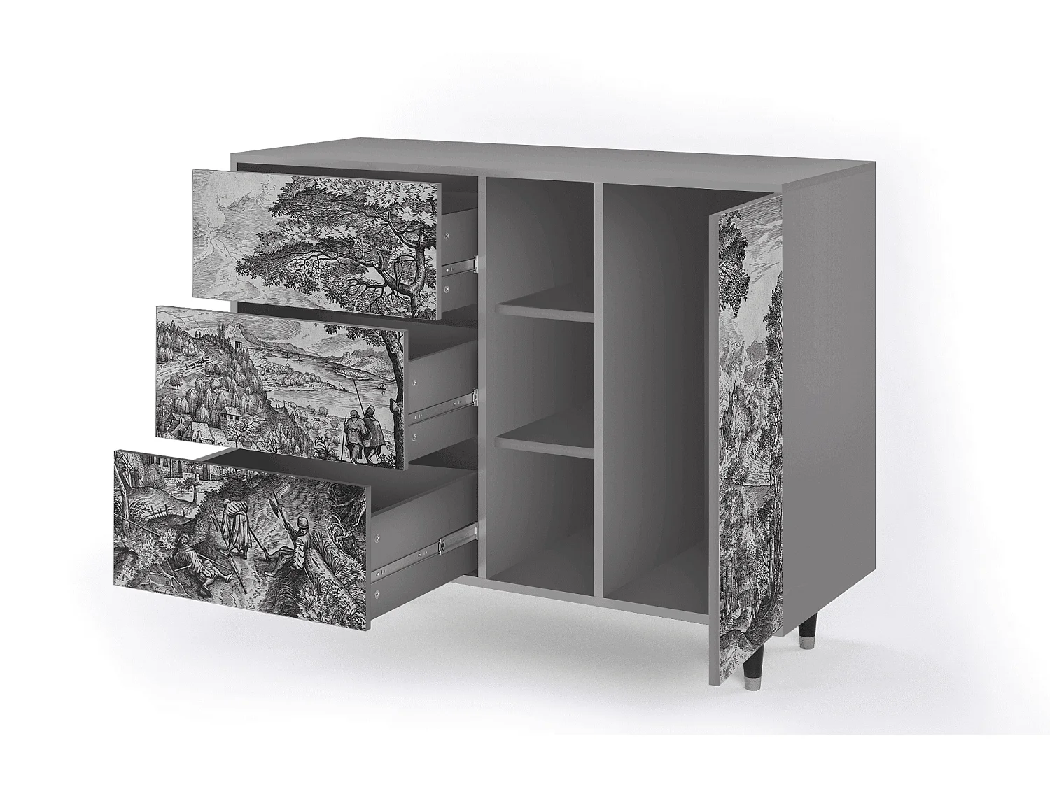 Credenza - 125x98x48 cm - BS2 - Milites Requiescentes, Grigio