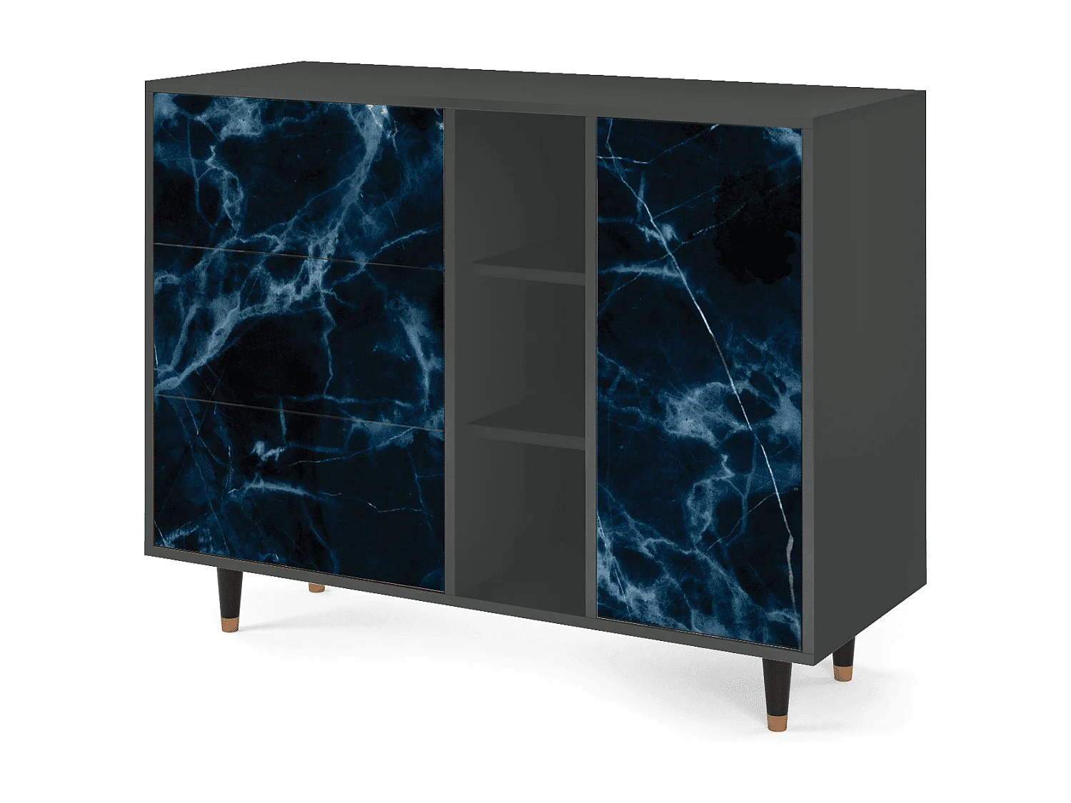 Kredens - 125x98x48 cm - BS2 - Deep Ocean, Antracyt