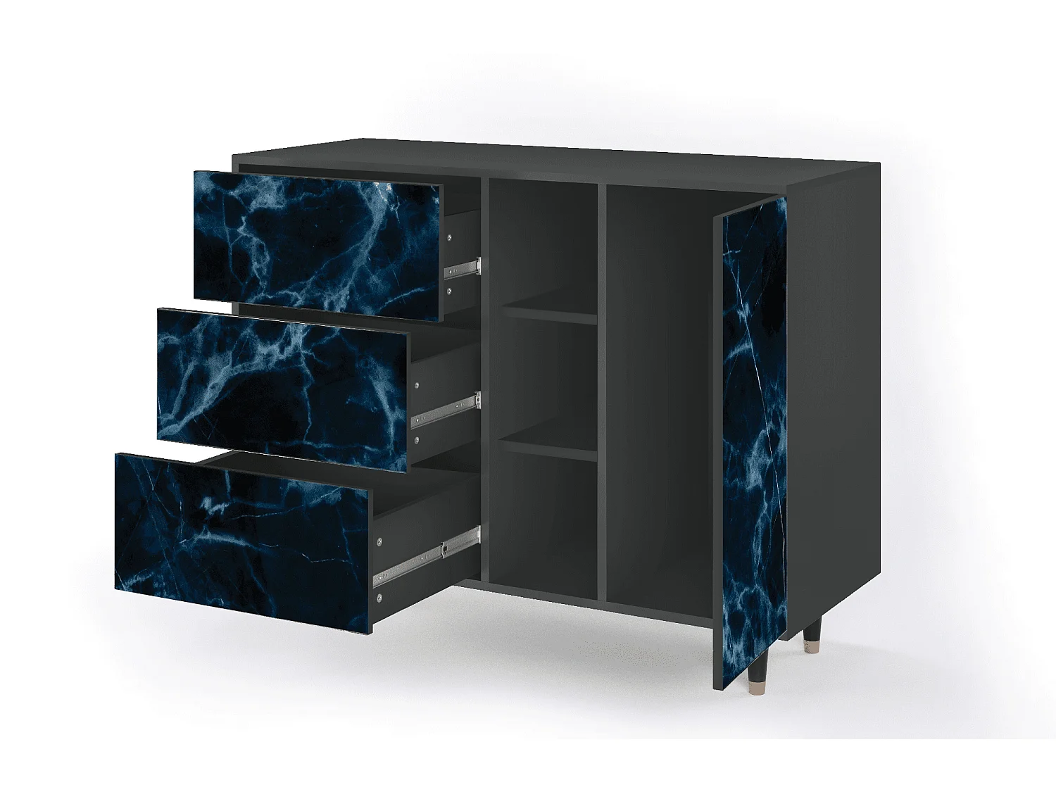 Kredens - 125x98x48 cm - BS2 - Deep Ocean, Antracyt