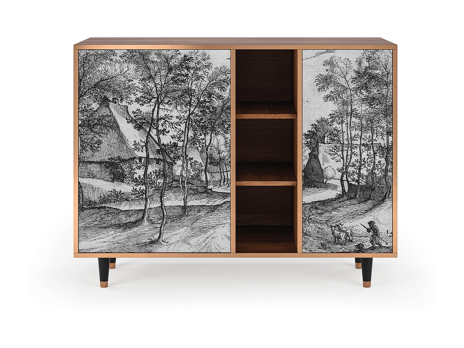 Sideboard - 125x98x48 cm - BS2 - Village Road, Walnuss