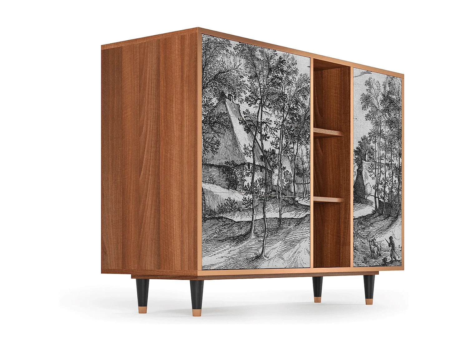 Sideboard - 125x98x48 cm - BS2 - Village Road, Walnuss