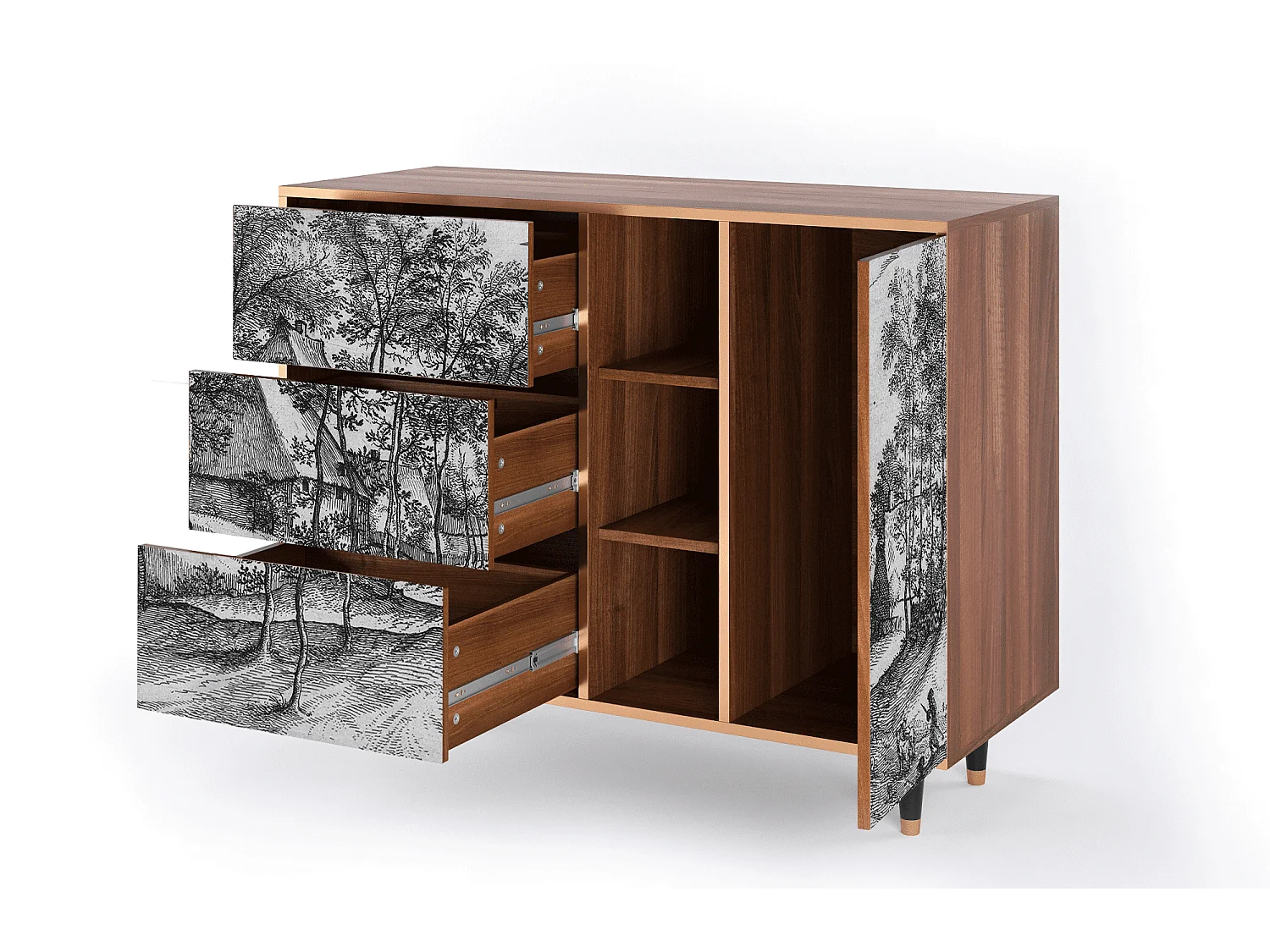 Sideboard - 125x98x48 cm - BS2 - Village Road, Walnuss