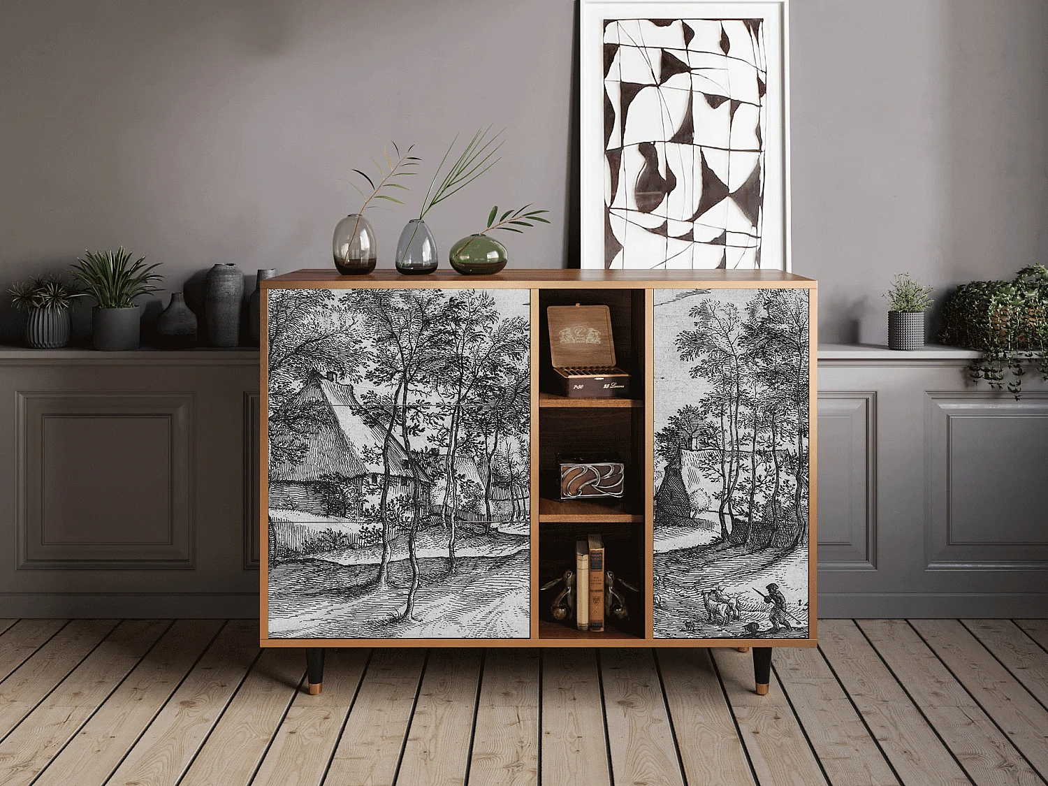 Kredens - 125x98x48 cm - BS2 - Village Road, Orzech