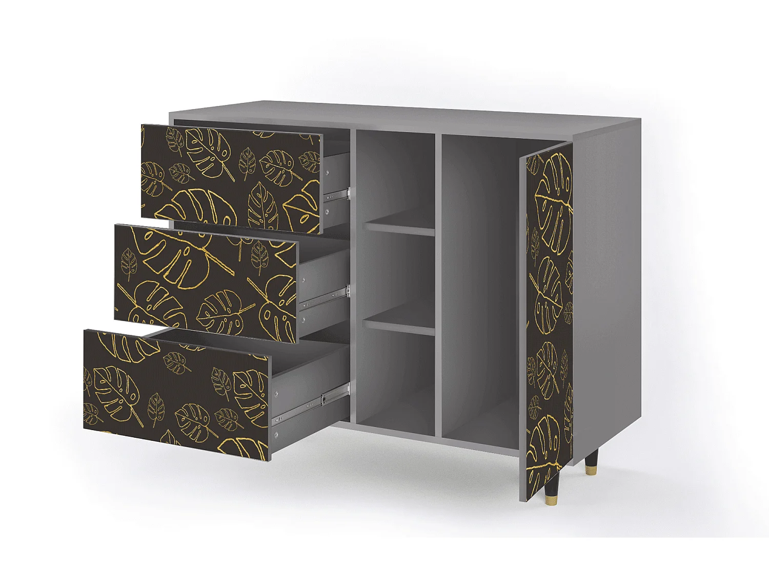 Sideboard - 125x98x48 cm - BS2 - Fall Of The Leaves, Grau