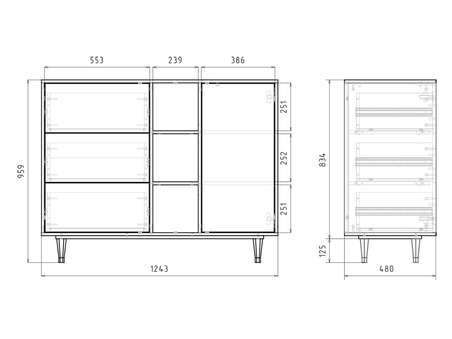 Sideboard - 125x98x48 cm - BS2 - Fall Of The Leaves, Grau