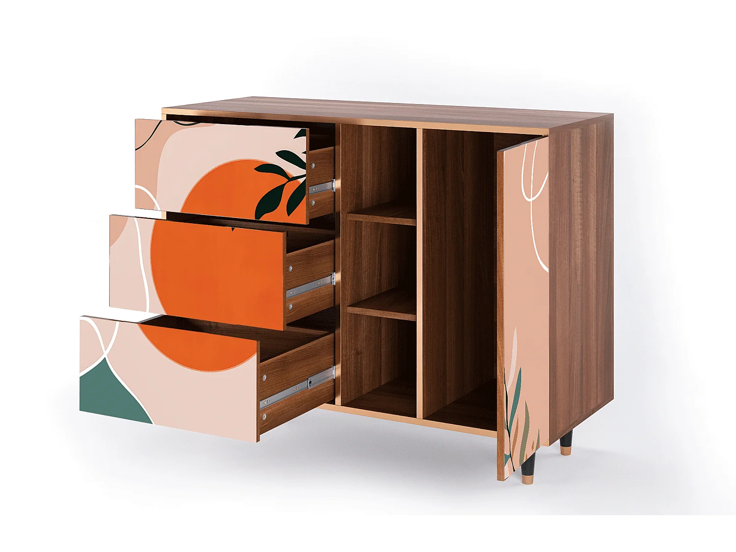 Buffet - 125x98x48 cm - BS2 - Artwork, Noyer