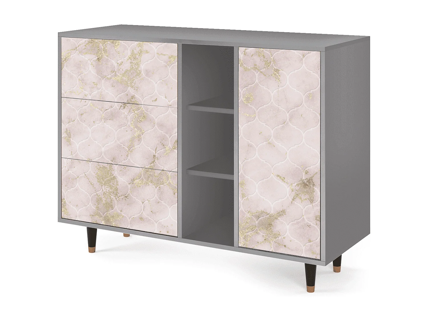 Buffet - 125x98x48 cm - BS2 - Dirty Roses, Gris