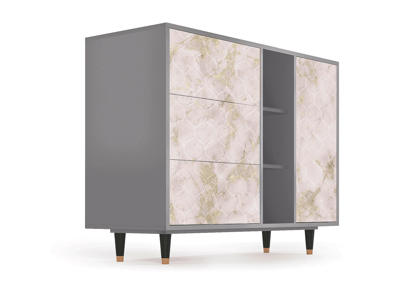 Buffet - 125x98x48 cm - BS2 - Dirty Roses, Gris