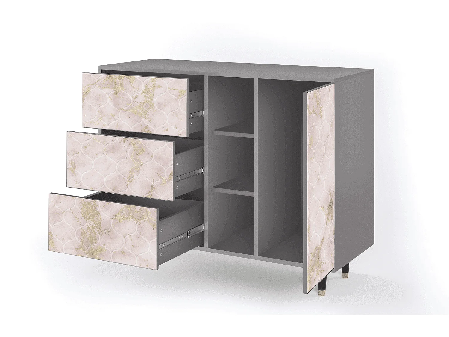 Buffet - 125x98x48 cm - BS2 - Dirty Roses, Gris