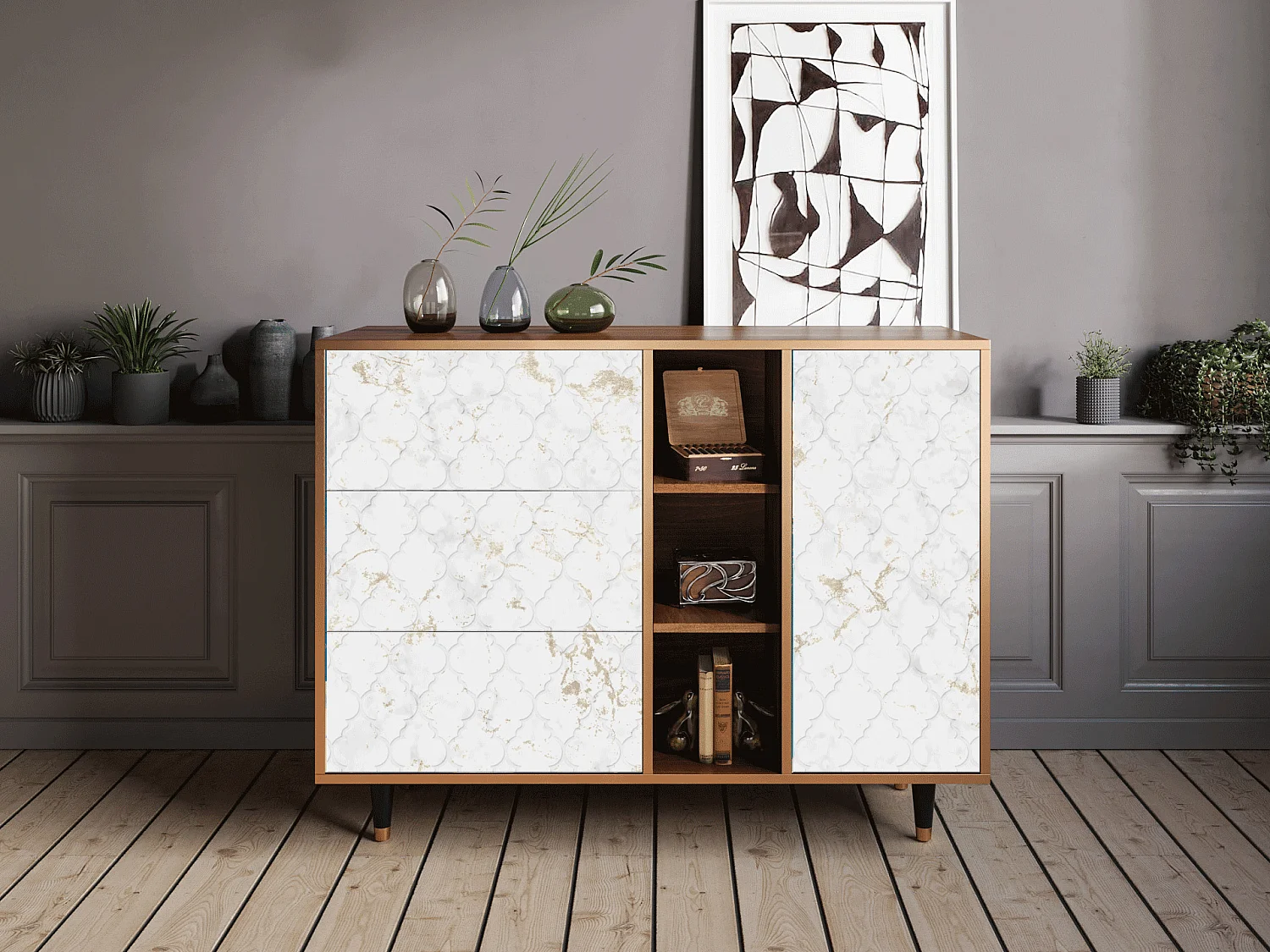 Credenza - 125x98x48 cm - BS2 - Sweet Cotton, Noce