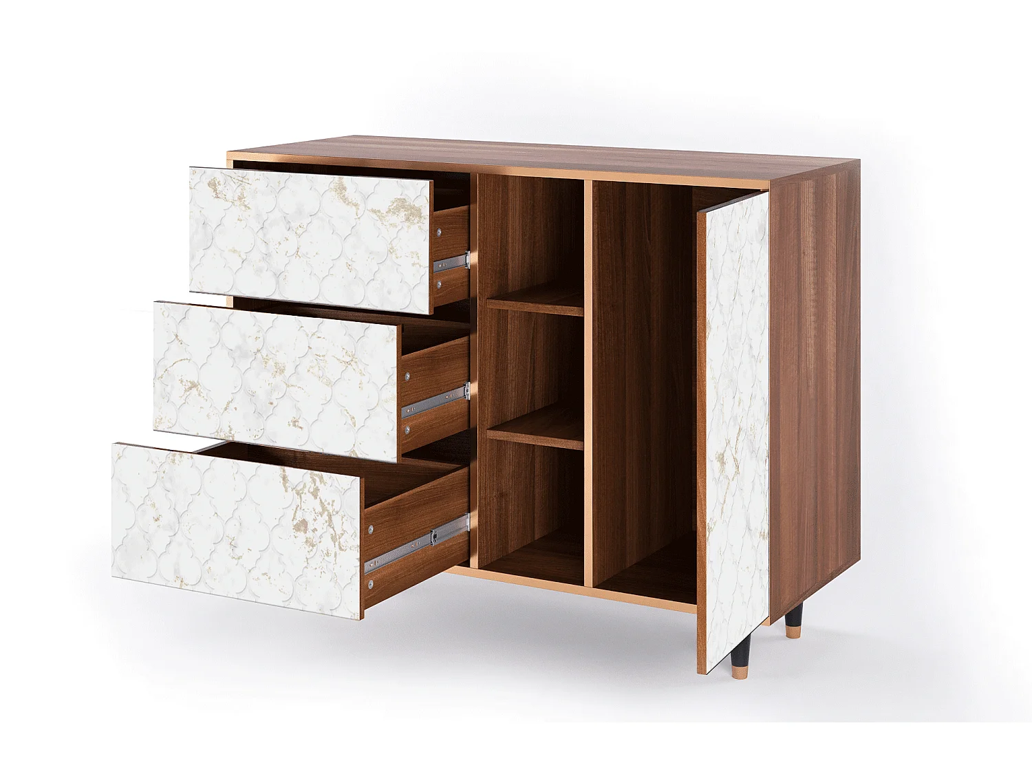 Credenza - 125x98x48 cm - BS2 - Sweet Cotton, Noce