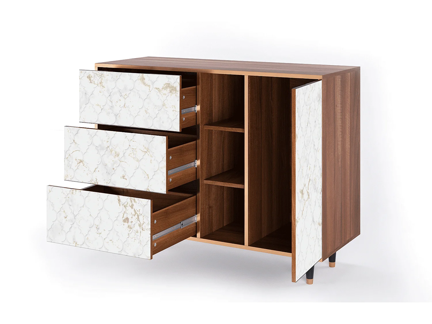 Buffet - 125x98x48 cm - BS2 - Sweet Cotton, Noyer