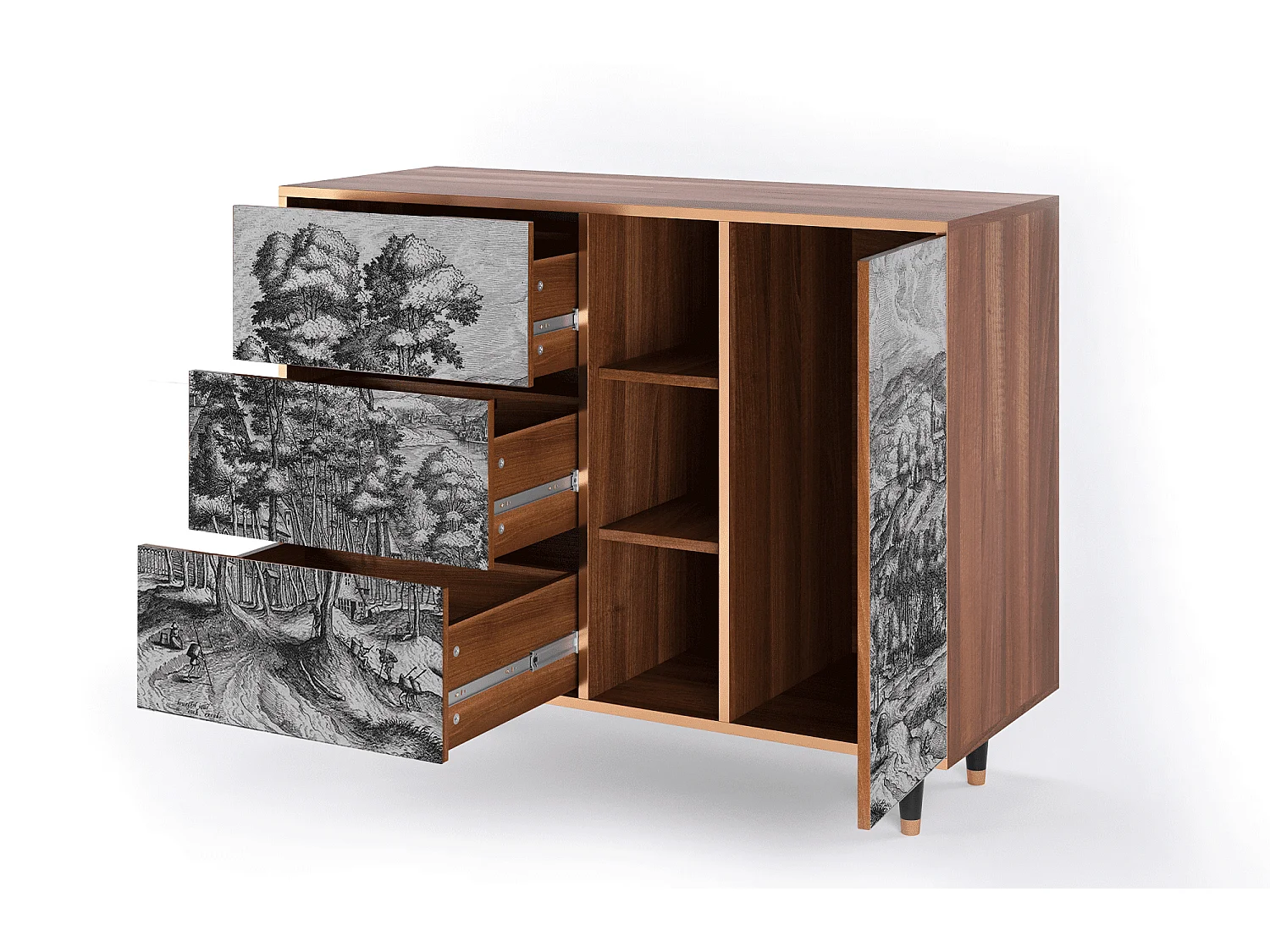 Dressoir - 125x98x48 cm - BS2 - Rusticorum, Walnoot