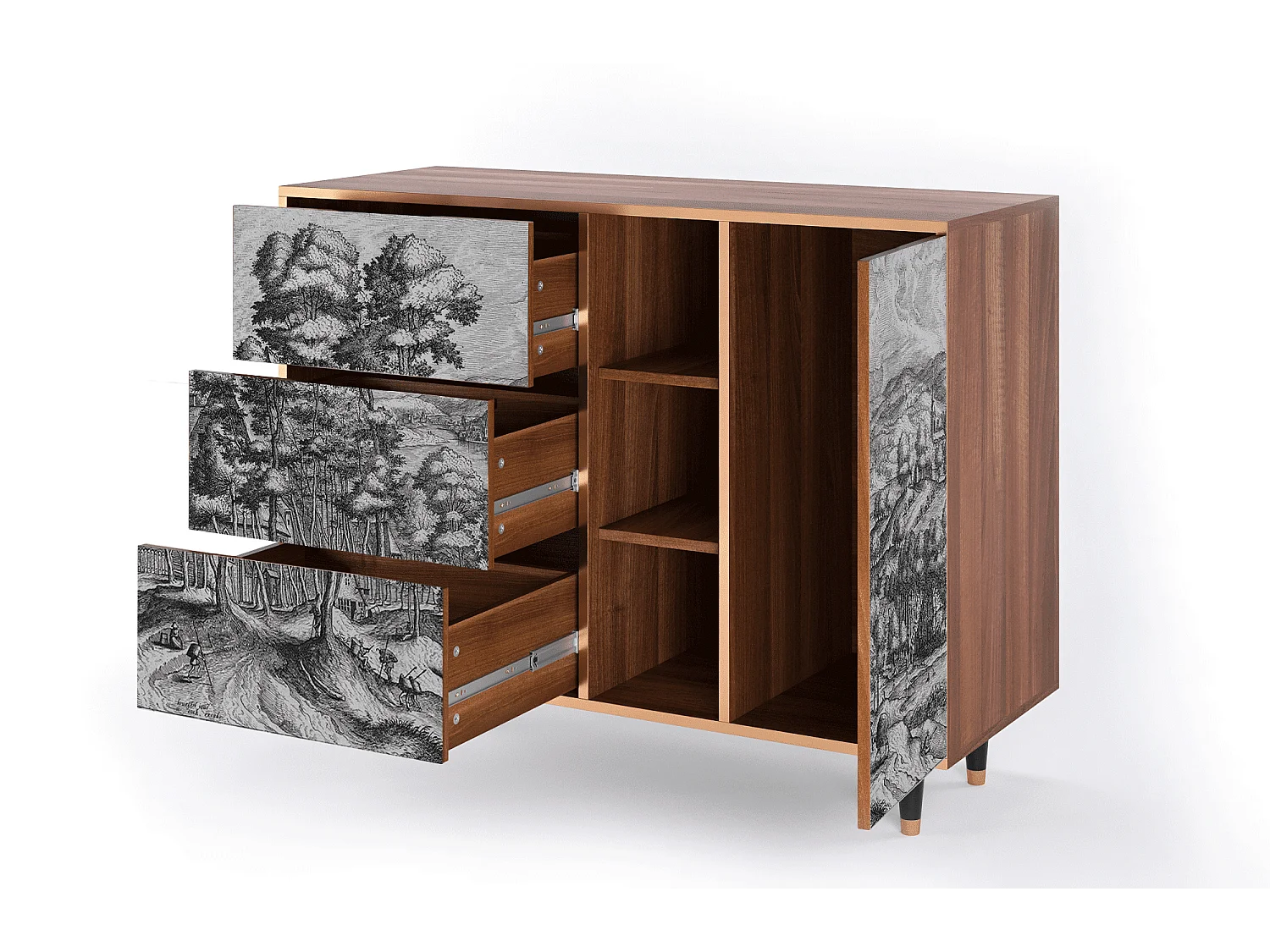 Dressoir - 125x98x48 cm - BS2 - Rusticorum, Walnoot